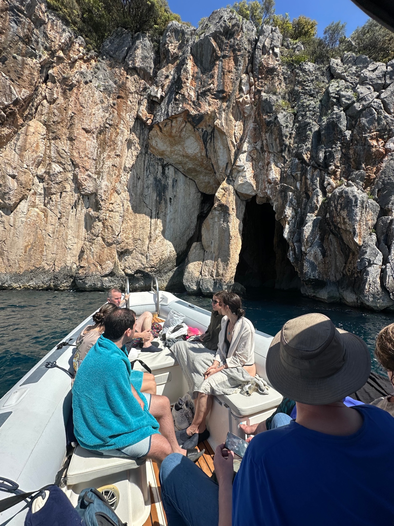 Approaching a sea cave on the Albanian Riviera