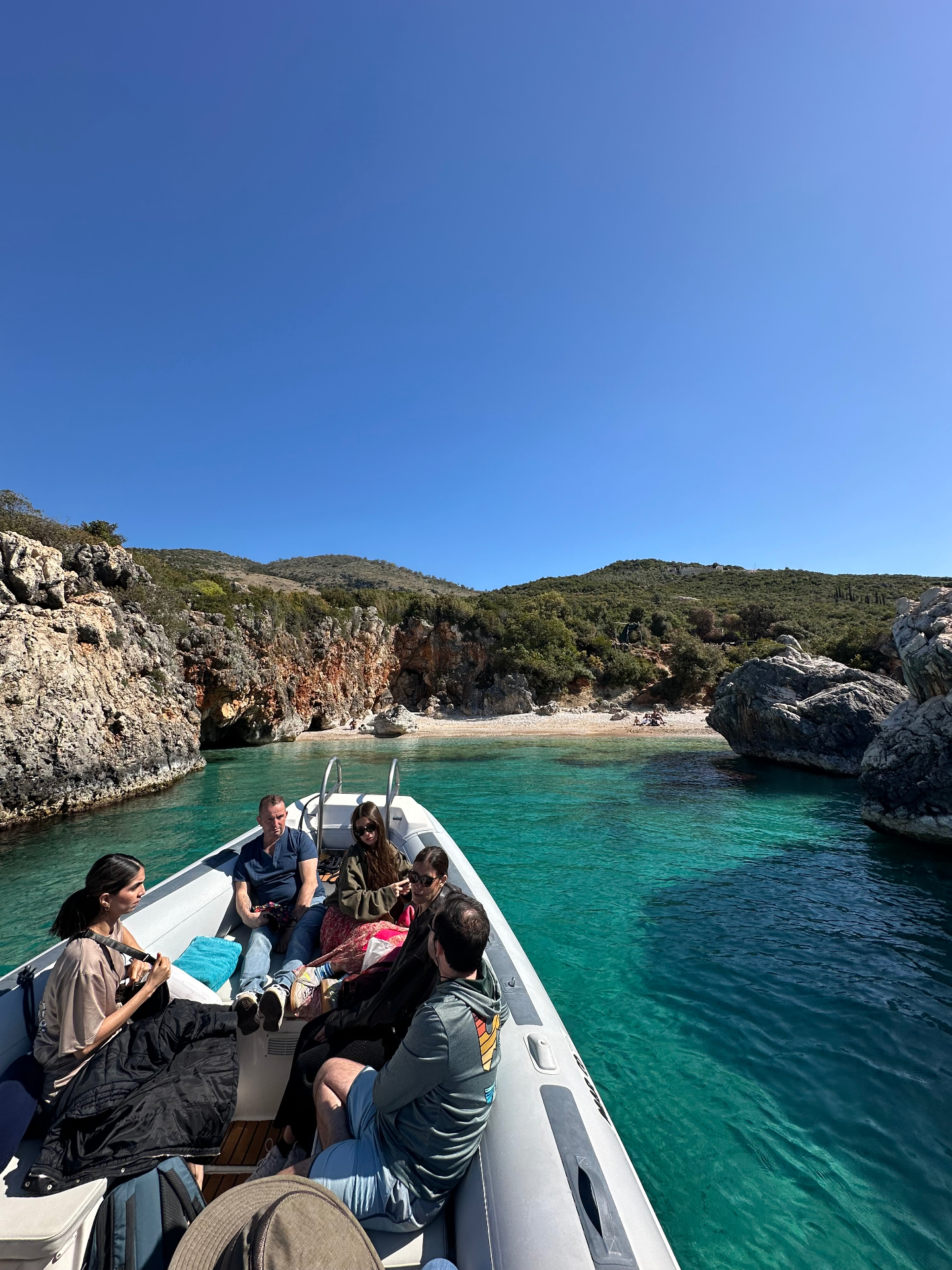 Group enjoying a quiet cove on the Albanian Riviera